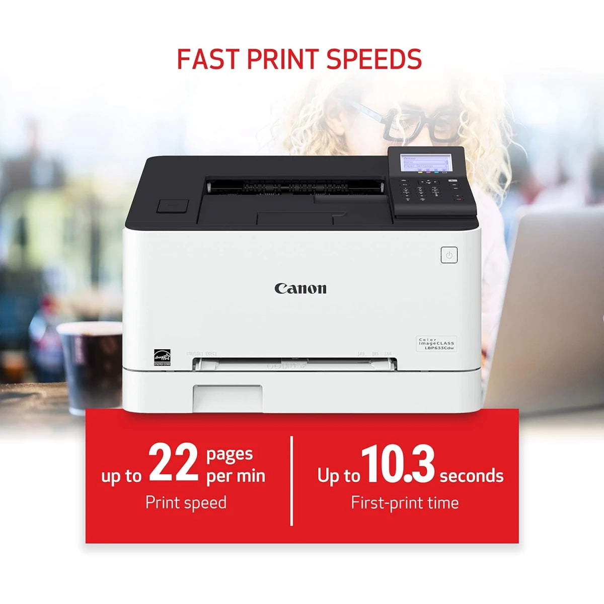 طابعة كانون I-SENSYS LBP633Cdw ليزر ملونة لاسلكية ومزدوجة A4 للمنزل والمكتب حتى 21 صفحة في الدقيقة - أبيض