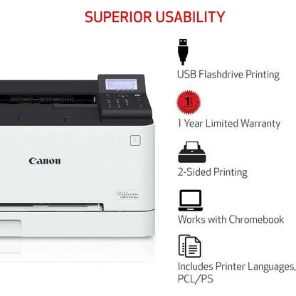 طابعة كانون I-SENSYS LBP633Cdw ليزر ملونة لاسلكية ومزدوجة A4 للمنزل والمكتب حتى 21 صفحة في الدقيقة - أبيض