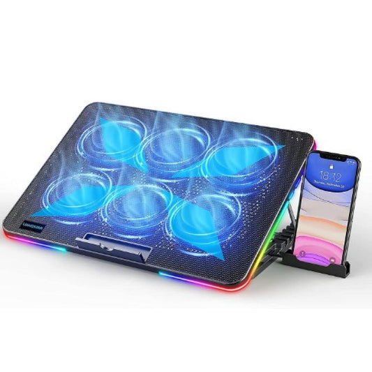 لوحة تبريد ألعاب X8 RGB بستة مراوح مقاس 12 إلى 17 بوصة