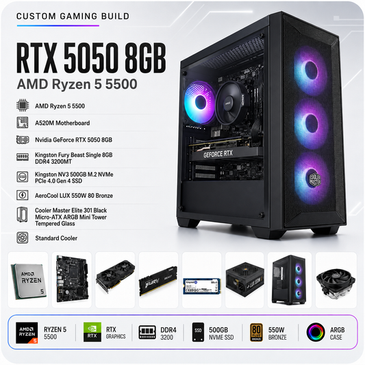 AMD Ryzen 5 5500 // RTX 5050 8GB // 8GB RAM- Custom Build