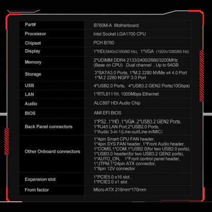 JINGSHA B760M-A DDR4 Motherboard Jordan