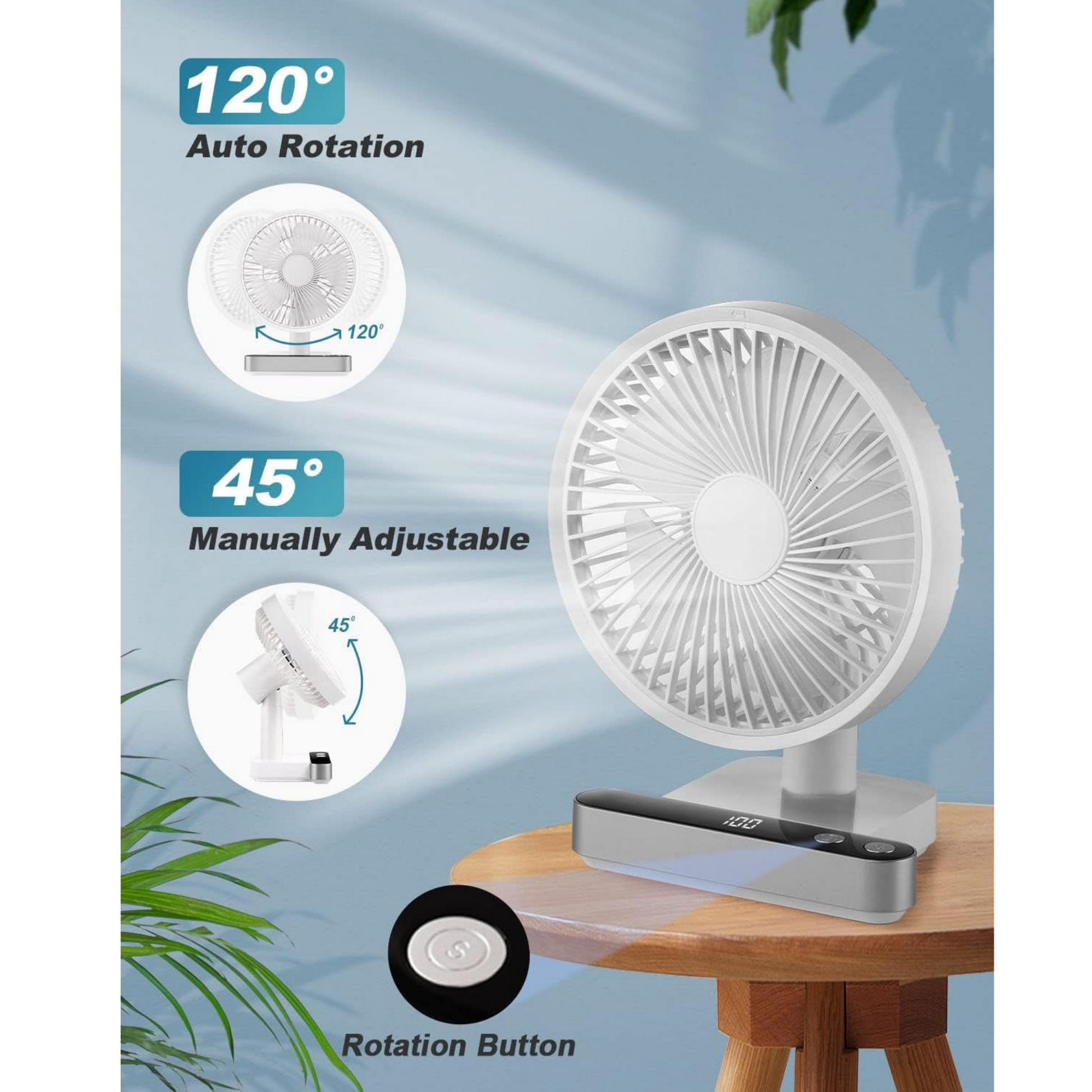 Rechargeable USB Desktop Fan 4 Speeds Jordan