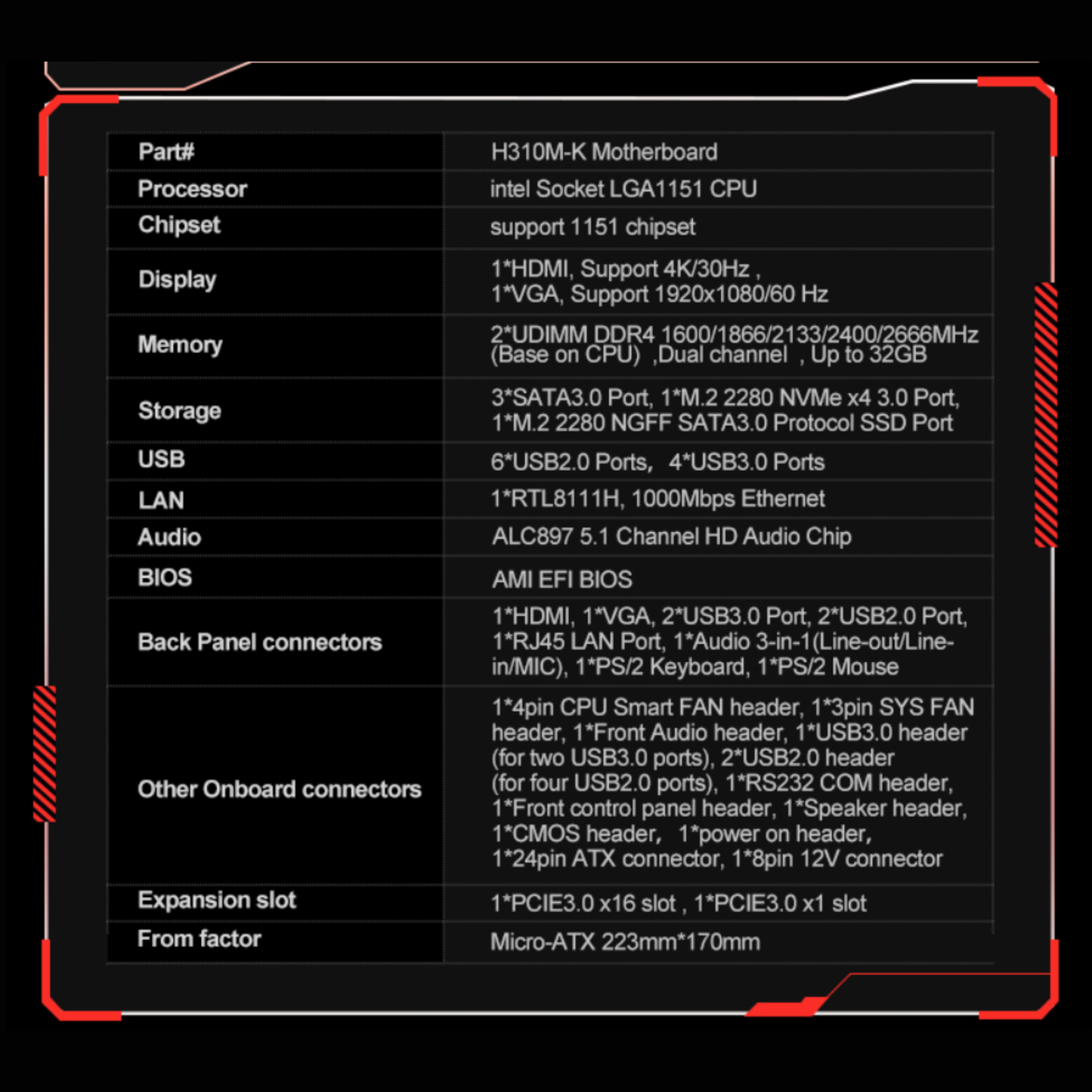 JINGSHA H310M-K DDR4 Motherboard