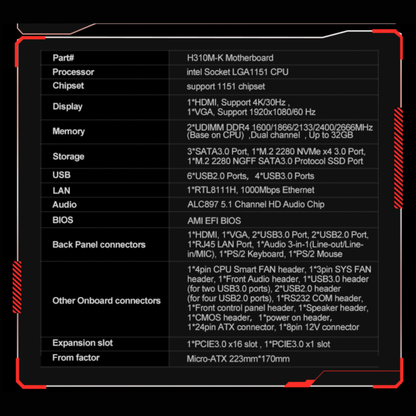 JINGSHA H310M-K DDR4 Motherboard