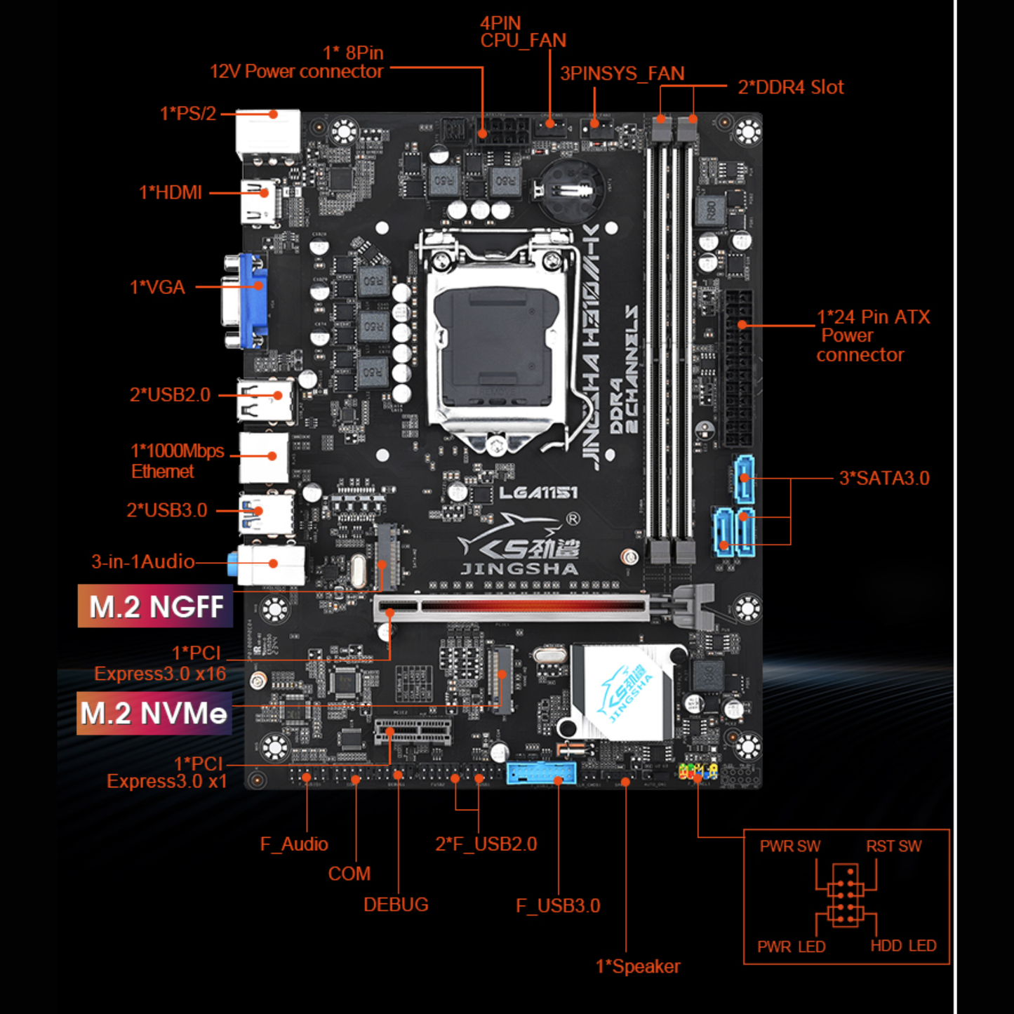 JINGSHA H310M-K DDR4 Motherboard