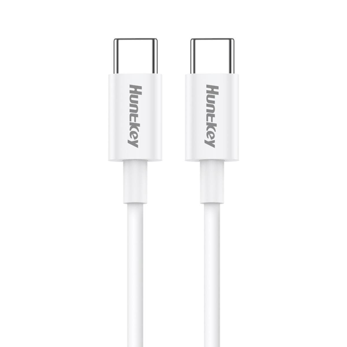 Type-C to Type-C Cable شحن سريع من هانتكي بطول 1.2 متر وقوة 60 واط و3 أمبير - أبيض