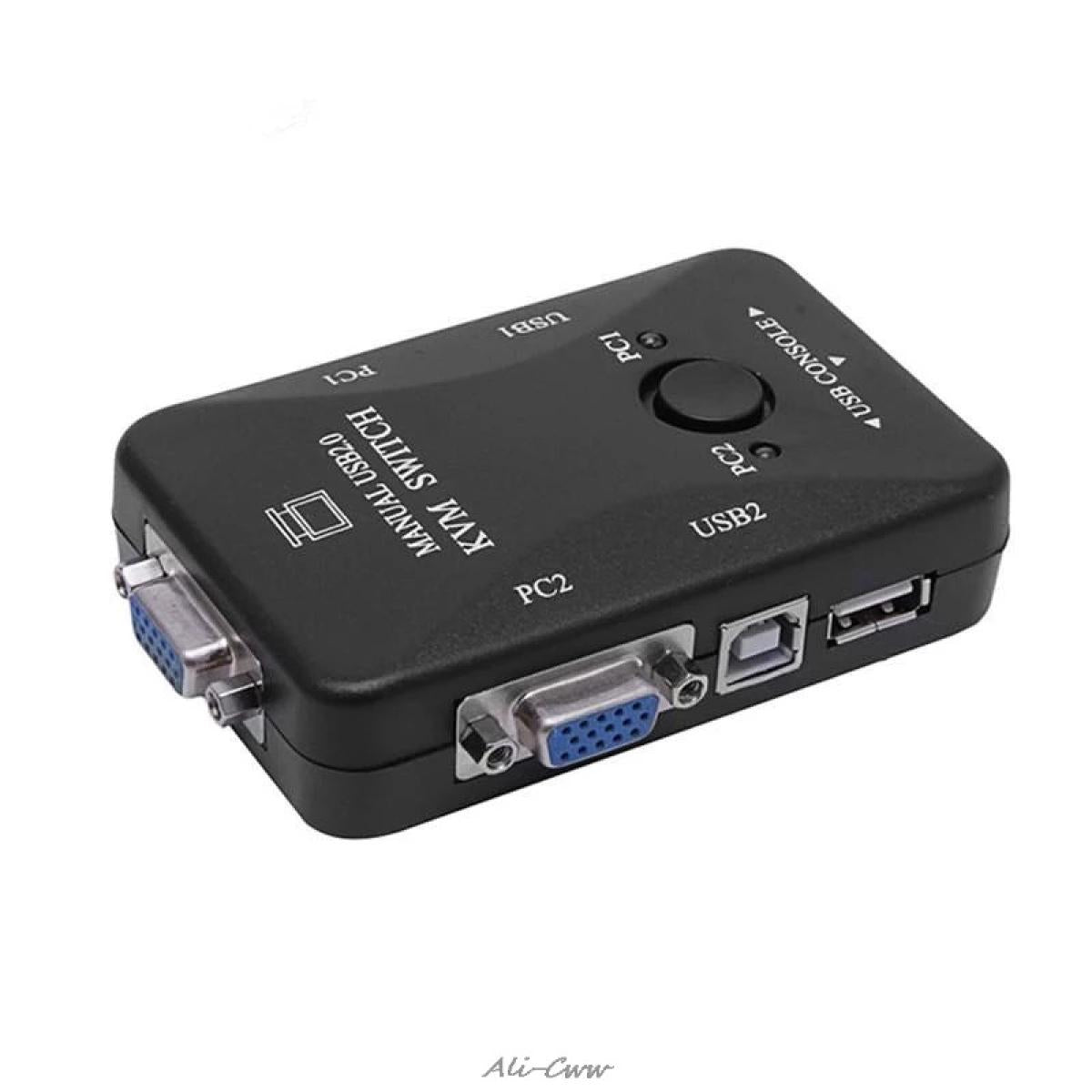 مفتاح VGA KVM USB 2.0 يدوي بمنفذين