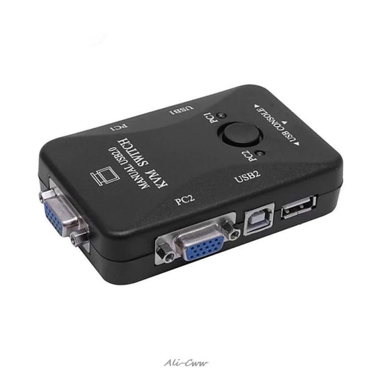 مفتاح VGA KVM USB 2.0 يدوي بمنفذين