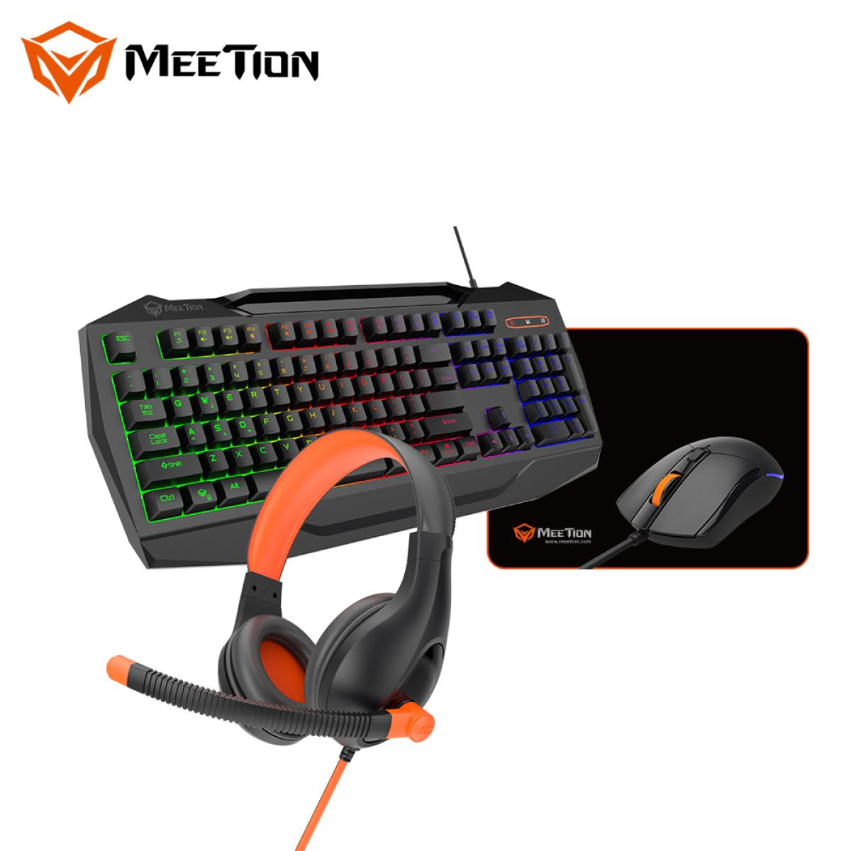 مجموعة ألعاب Meetion C490 السلكية 4 في 1 بإضاءة خلفية RGB