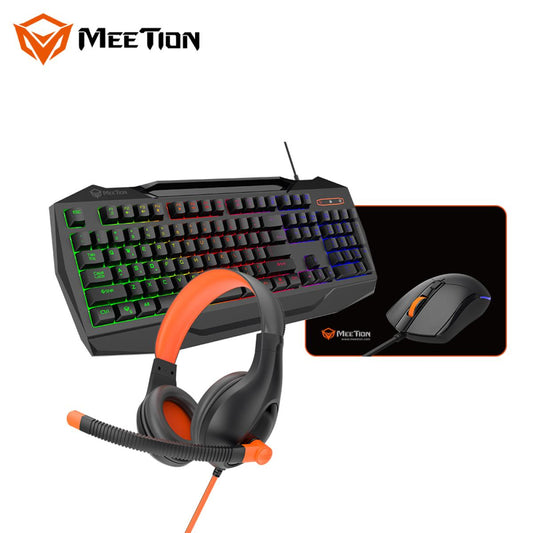 مجموعة ألعاب Meetion C490 السلكية 4 في 1 بإضاءة خلفية RGB