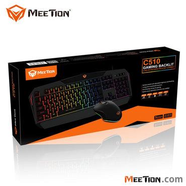 مجموعة لوحة مفاتيح وماوس ألعاب سلكية بإضاءة خلفية من Meetion C510