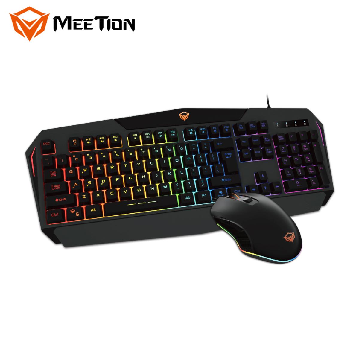 مجموعة لوحة مفاتيح وماوس ألعاب سلكية بإضاءة خلفية من Meetion C510