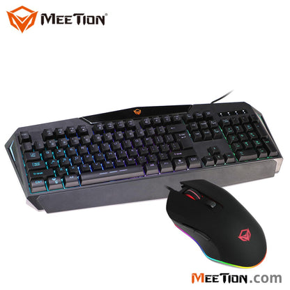 مجموعة لوحة مفاتيح وماوس ألعاب سلكية بإضاءة خلفية من Meetion C510