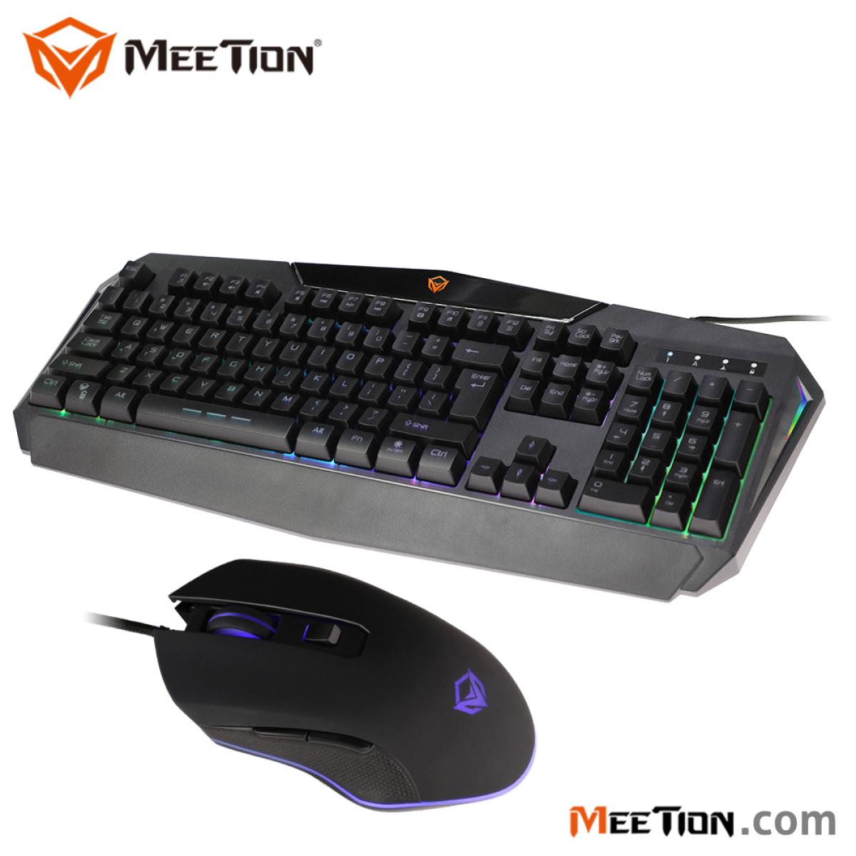 مجموعة لوحة مفاتيح وماوس ألعاب سلكية بإضاءة خلفية من Meetion C510