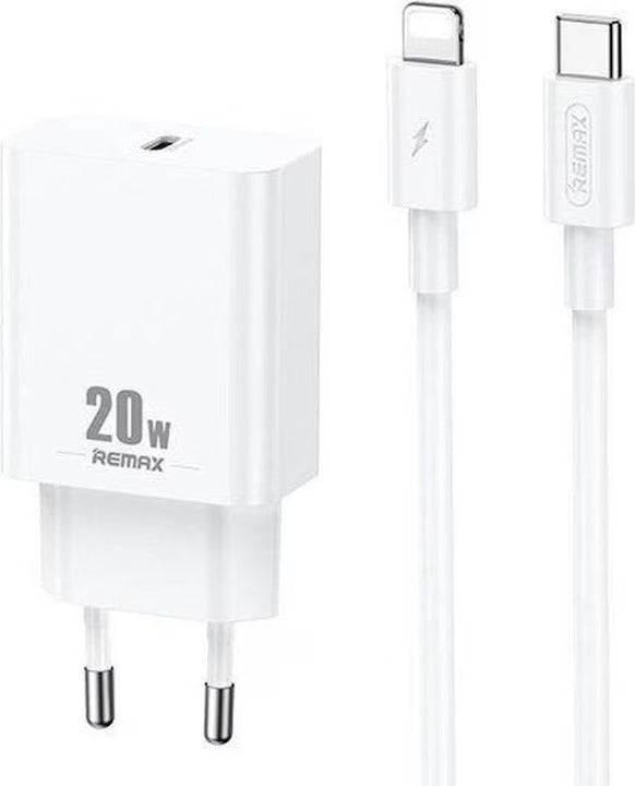 Remax RP-U5 20W with USB-C Port and Lightning Charger Cable
