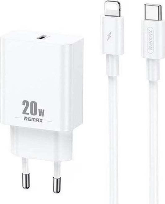 Remax RP-U5 20W with USB-C Port and Lightning Charger Cable