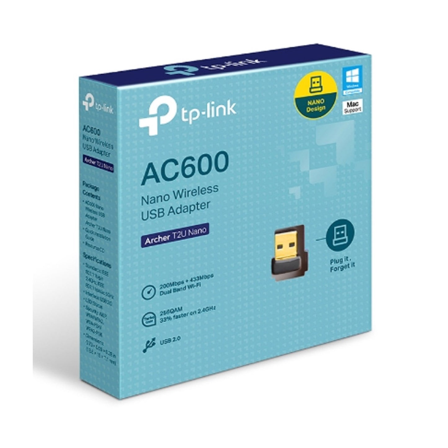 محول واي فاي TP-LINK Archer T2U Nano USB A (USB 2.0) بسرعة 600 ميجابت/ثانية