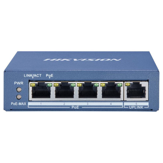 محول Hikvision 5 منافذ 4 منافذ Gigabit PoE