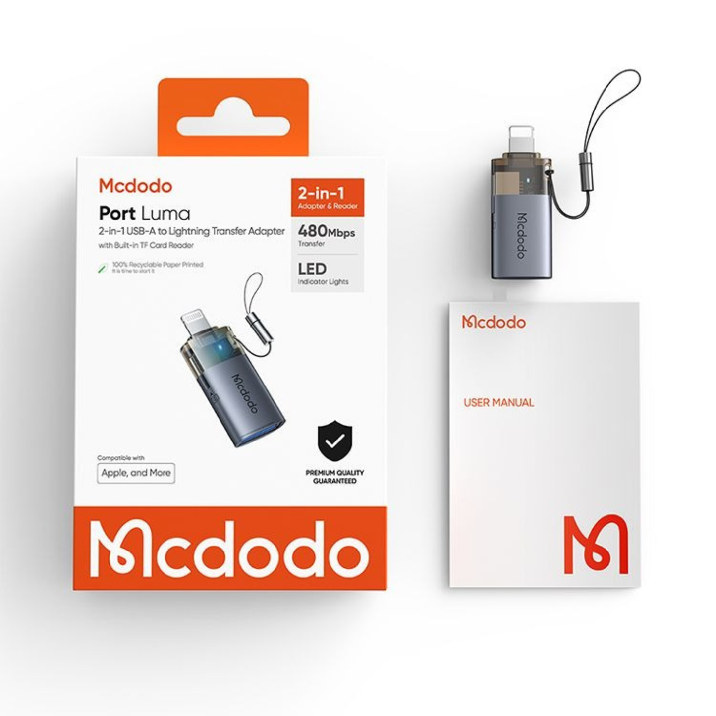 محول OTG لايتنينج USB مع قارئ TF