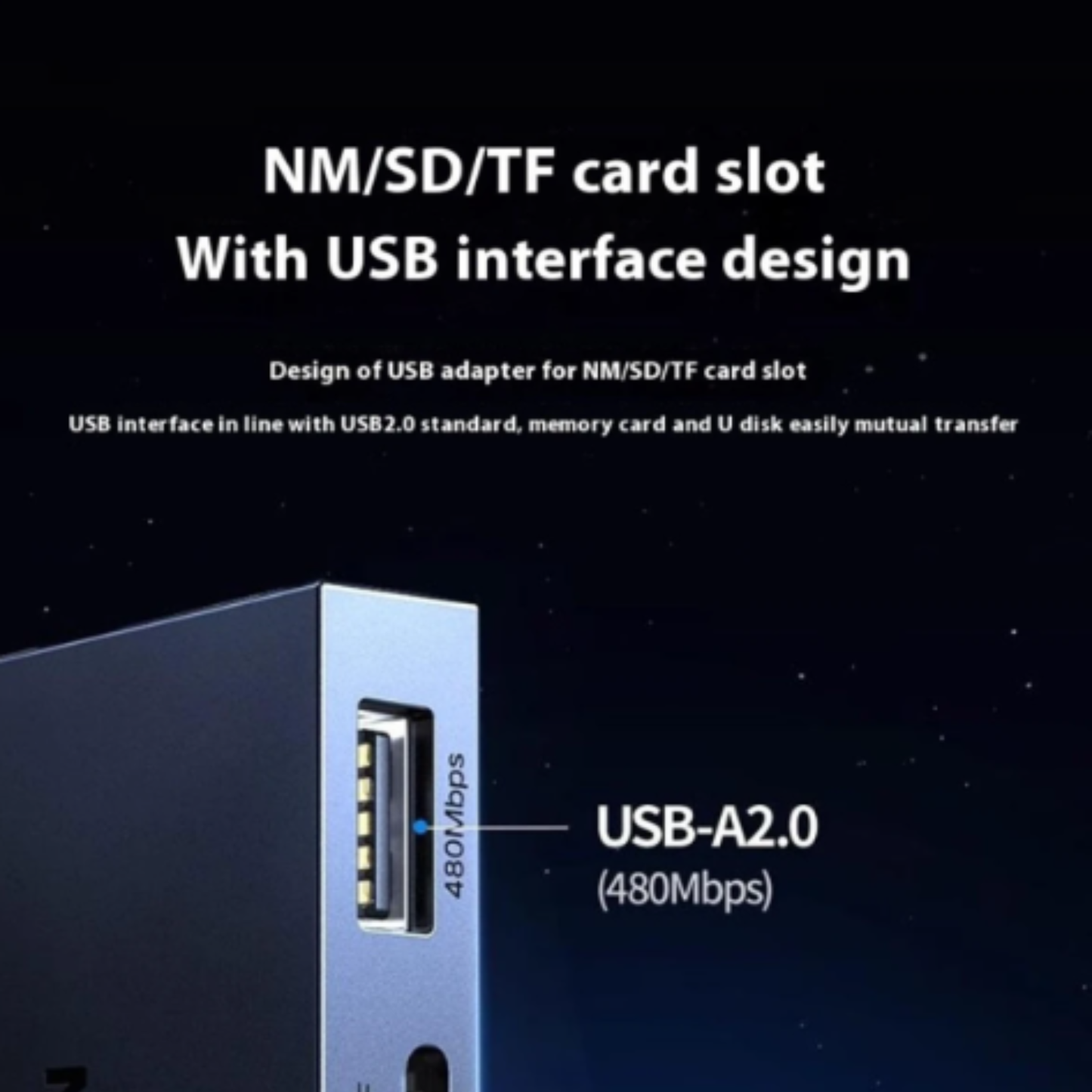قارئ كروت USB-C و USB 2 في 1 SD TF