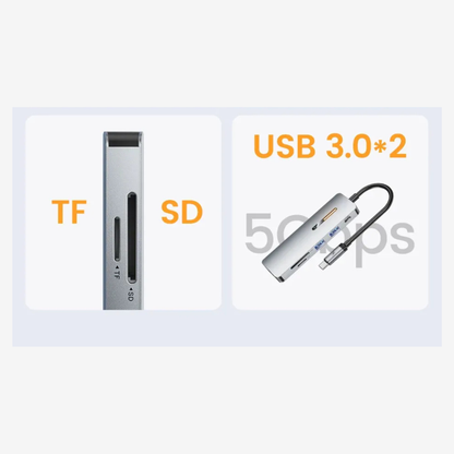 محول USB-C HUB 6 في 1 HDMI 4K PD