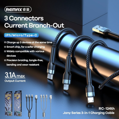 Remax RC-124TH 1.2M 2A 3 IN 1 Charger Cable