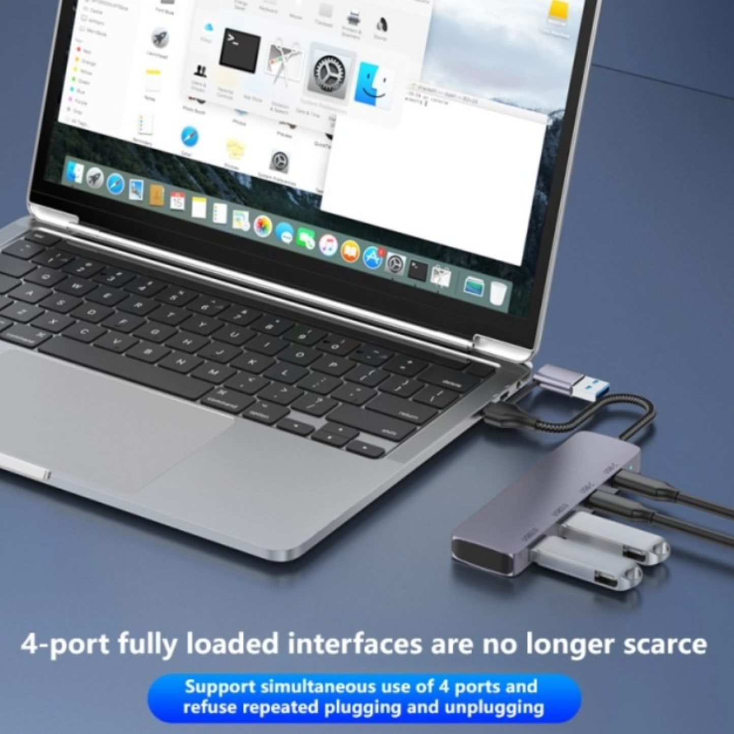 موزع منافذ USB 3.0 متعدد الوظائف من النوع C من HAING طراز HI-3002-TUH، بأربعة منافذ