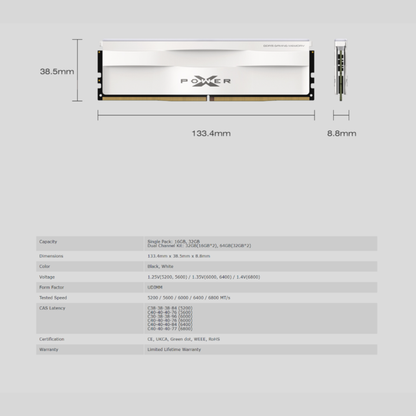 Silicon Power Xpower Zenith DDR5 6000MHz 16GBx2 Desktop Gaming UDIMM -Black