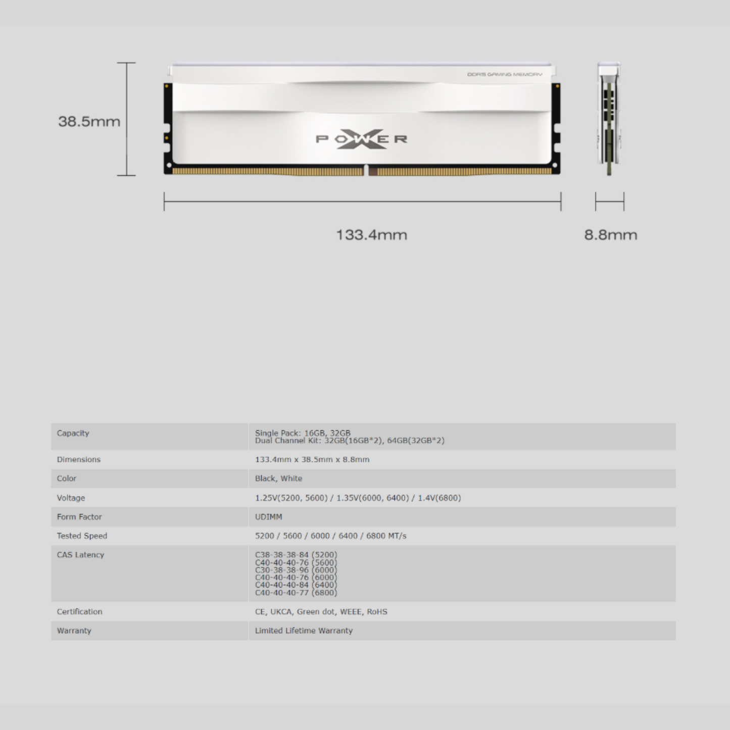 Silicon Power Xpower Zenith DDR5 6000MHz 16GBx2 Desktop Gaming UDIMM -White