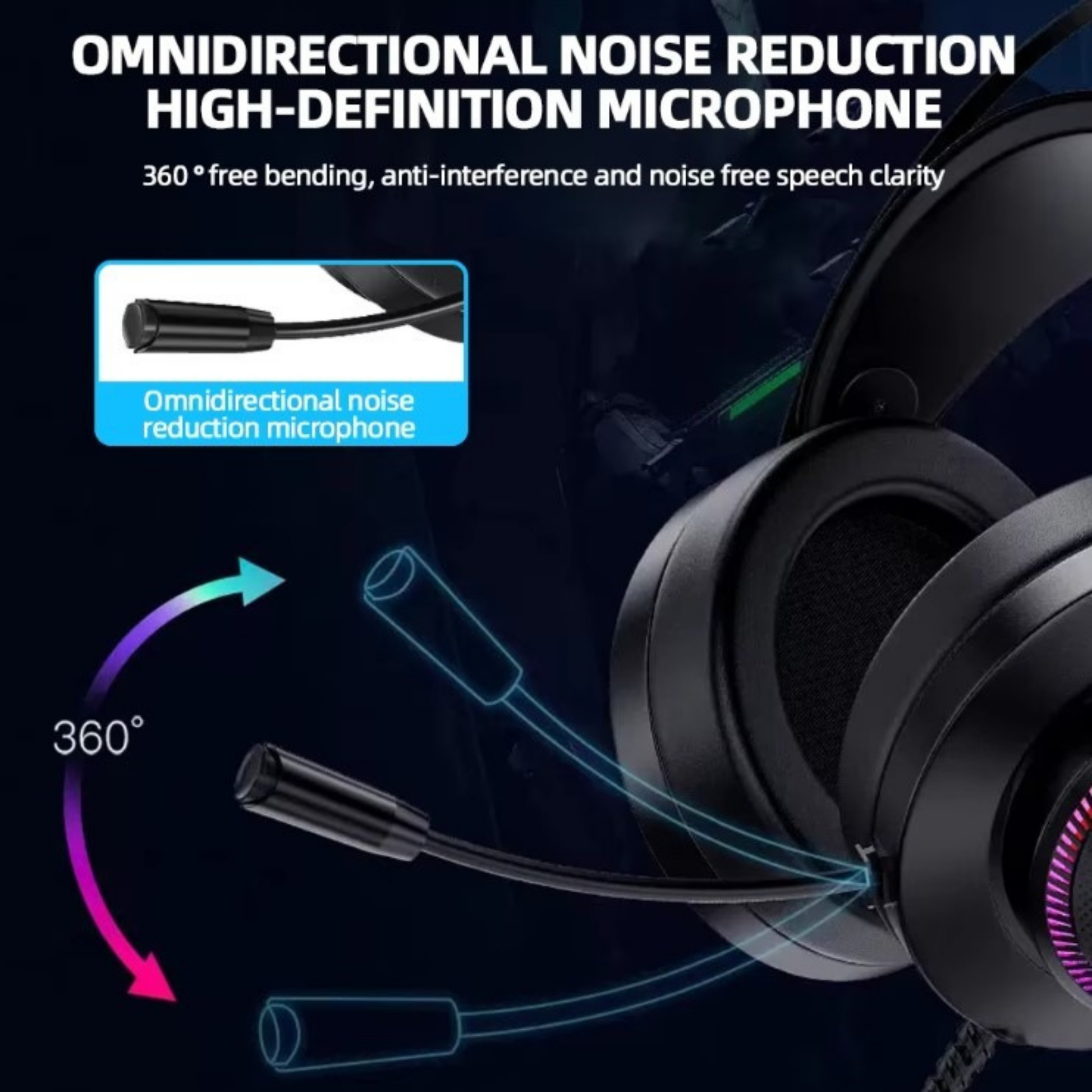 HP H220G RGB USB Gaming Headset microphone