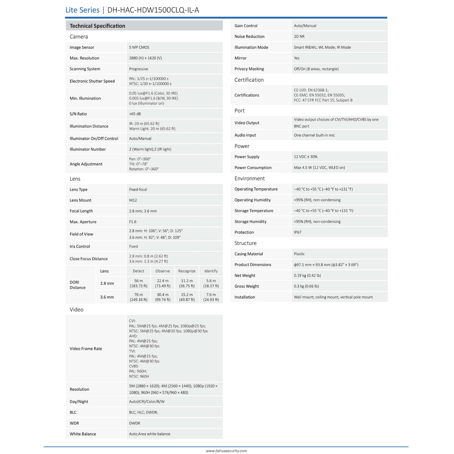 5MP Smart Dual Light Security Camera IP67 Outdoor