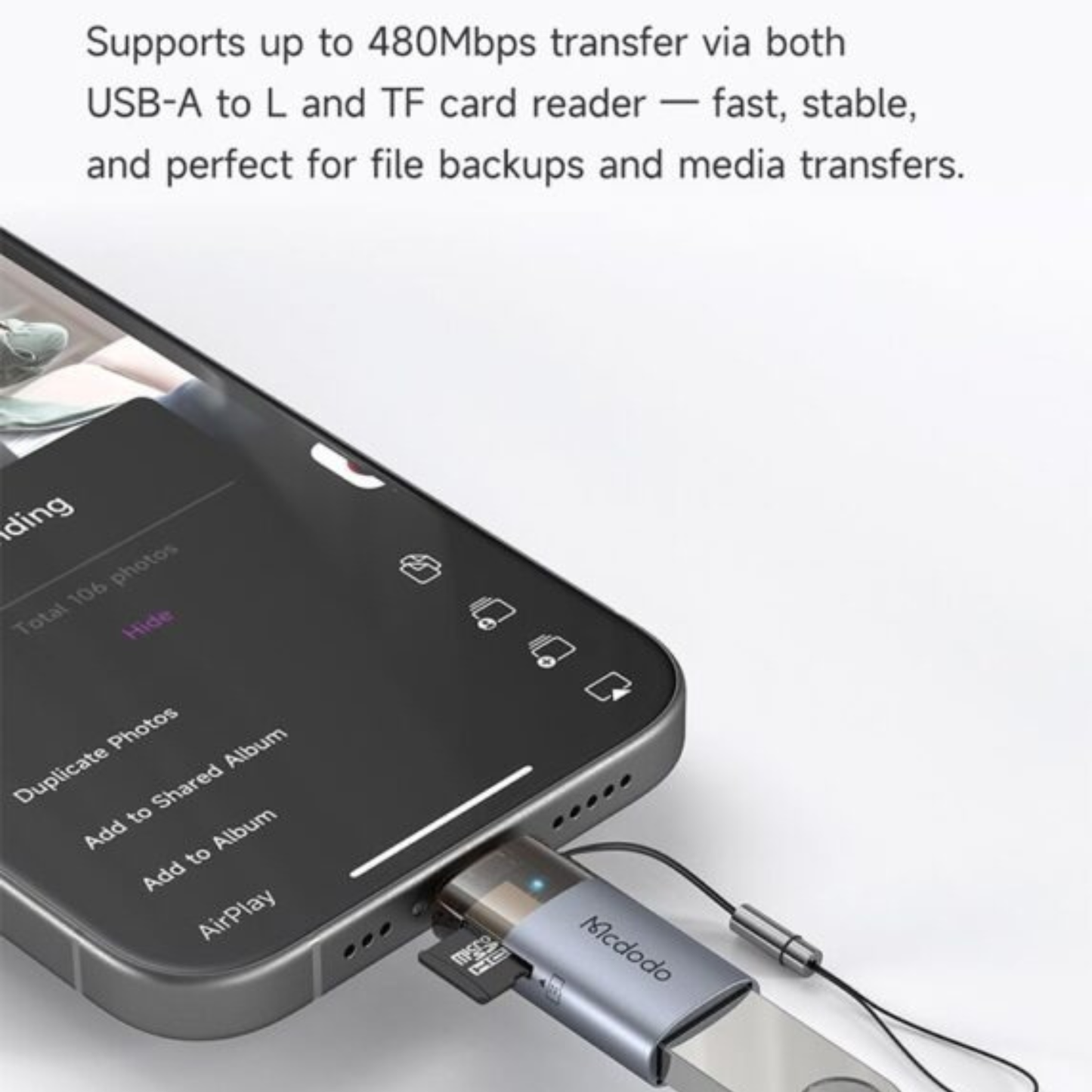 محول OTG لايتنينج USB مع قارئ TF