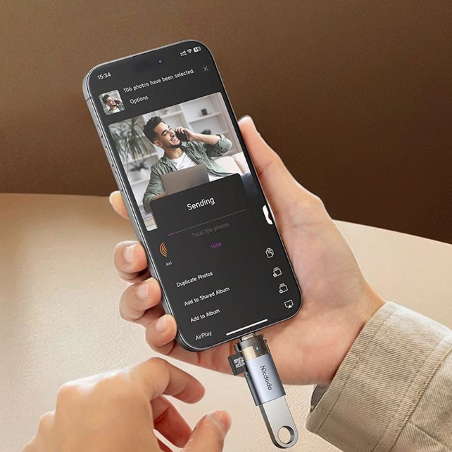 محول OTG لايتنينج USB مع قارئ TF