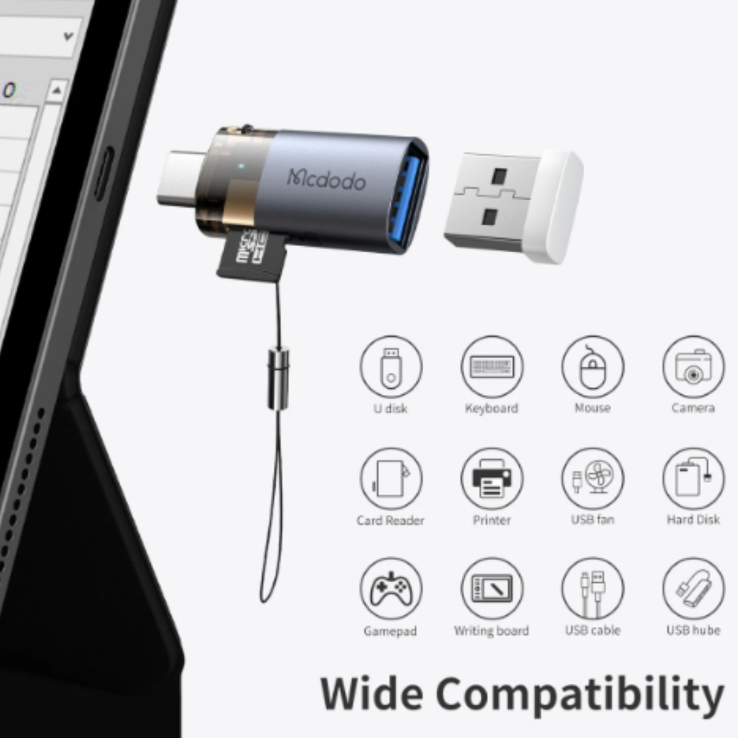 محول USB-C OTG مع قارئ SD TF