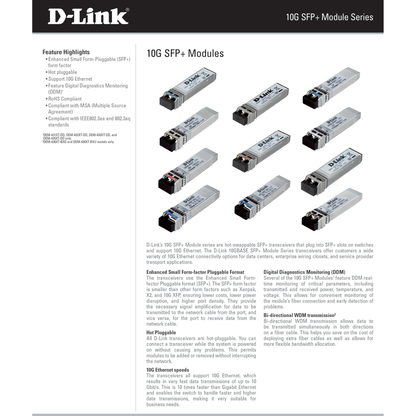 جهاز إرسال واستقبال D-Link DEM-432XT-DD 10GBASE-LR SFP+ (مع DDM)
