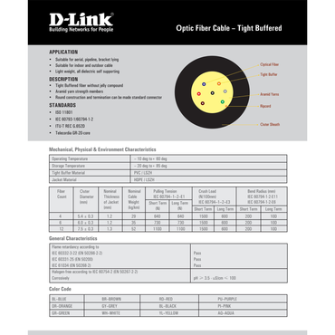 D-Link NCB-FS09I-UTLS-04 Fiber 4F SM Indoor LSZH Cable