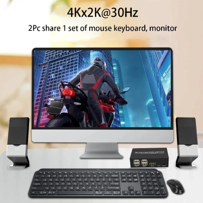 2-Port HDMI USB KVM Switch, 4K Plastic with Built in Cables