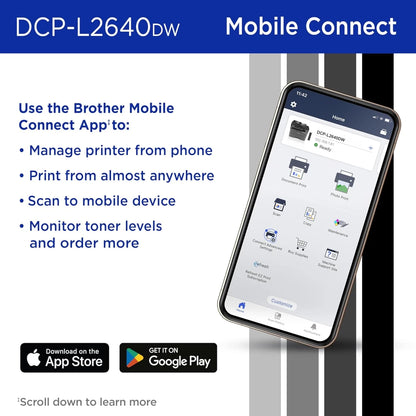 Brother DCP-L2640DW Wireless Mono Laser Multifunction 3- In-One Printer w/ 50-Page Auto Document Feeder - Black