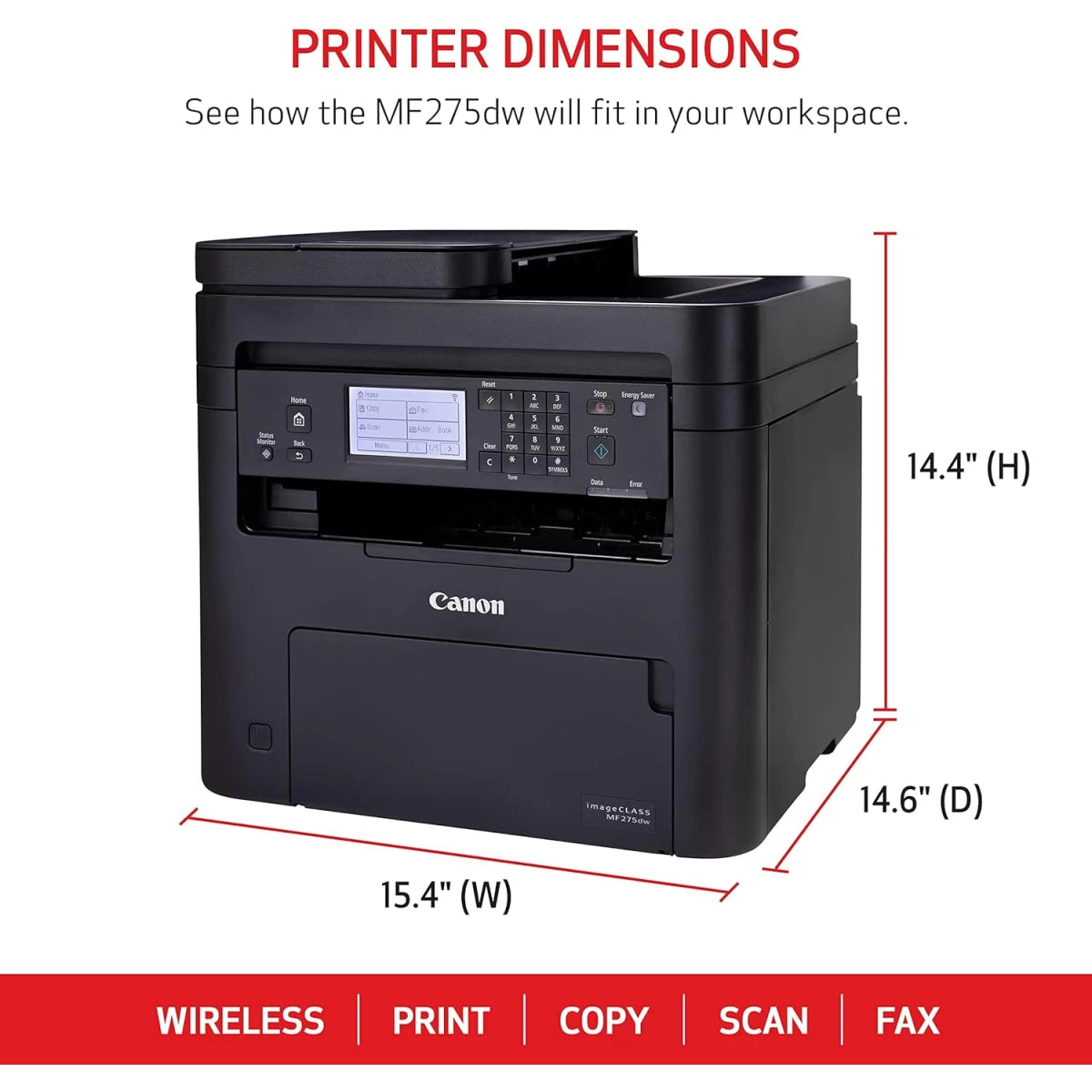 Canon i-SENSYS MF-275dw A4 Wireless & Duplex MONO 4-In- One ( Print, Copy, Scan, Fax) Printer - Black