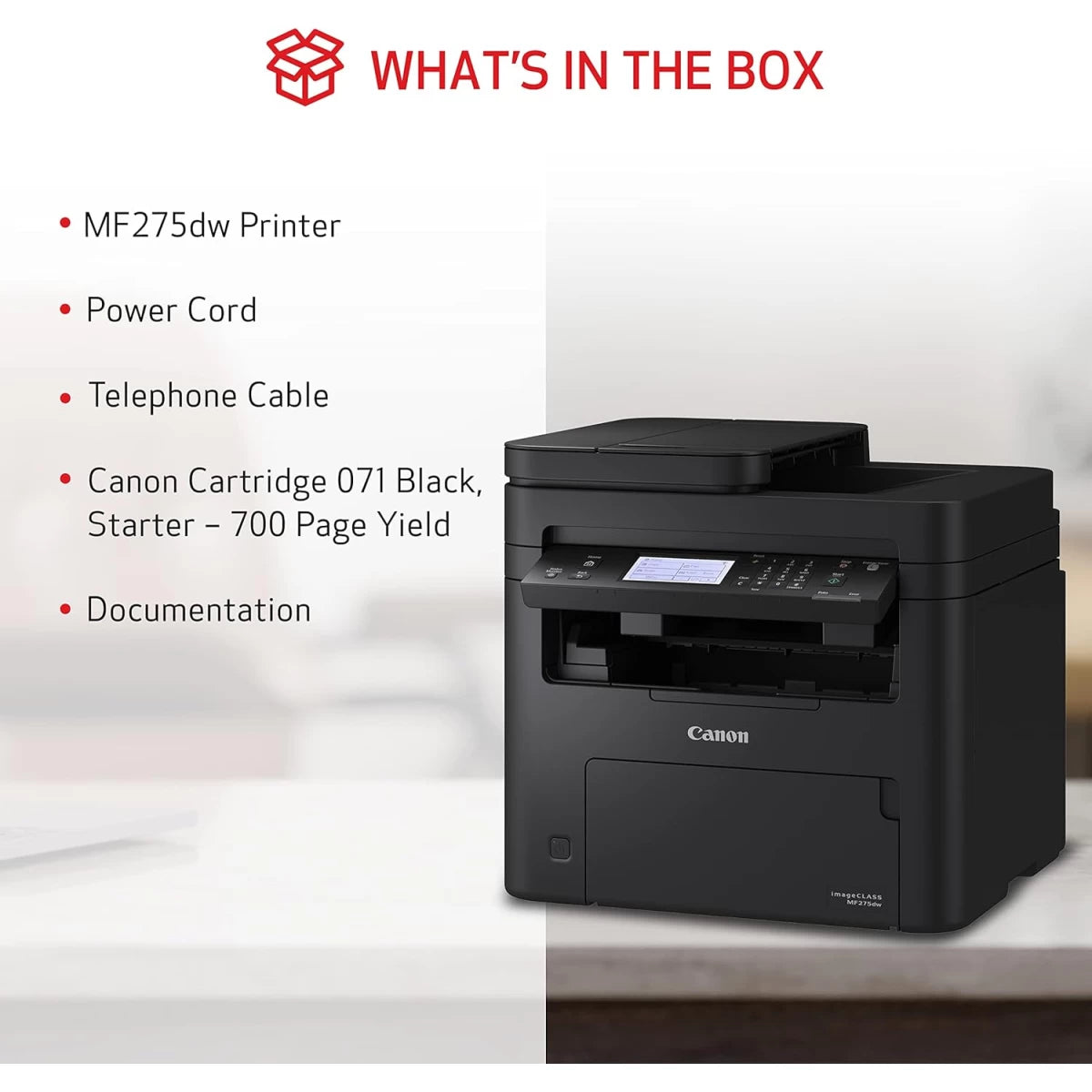 Canon i-SENSYS MF-275dw A4 Wireless & Duplex MONO 4-In- One ( Print, Copy, Scan, Fax) Printer - Black