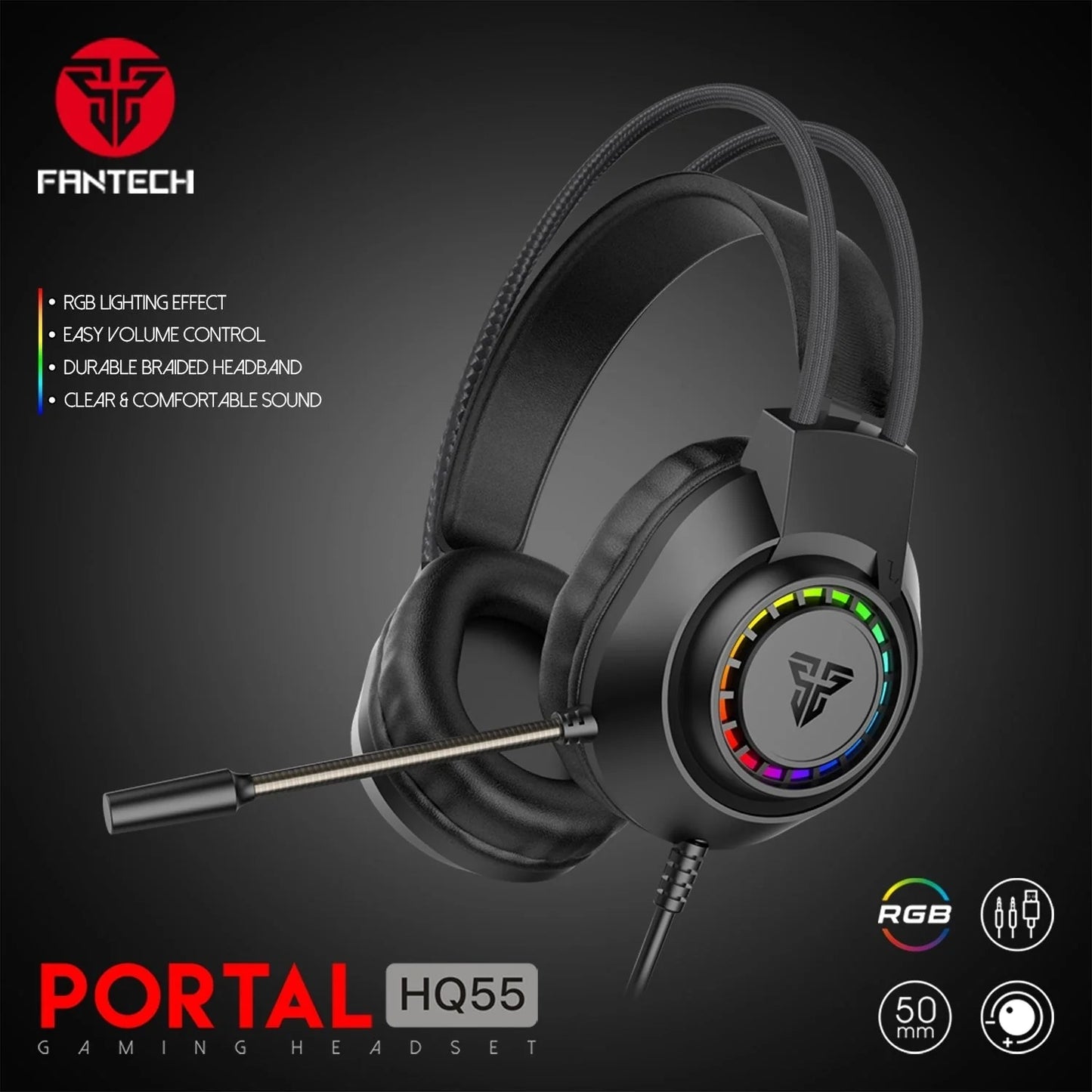 Fantech Portal HQ55 3.5mm RGB Gaming Headset
