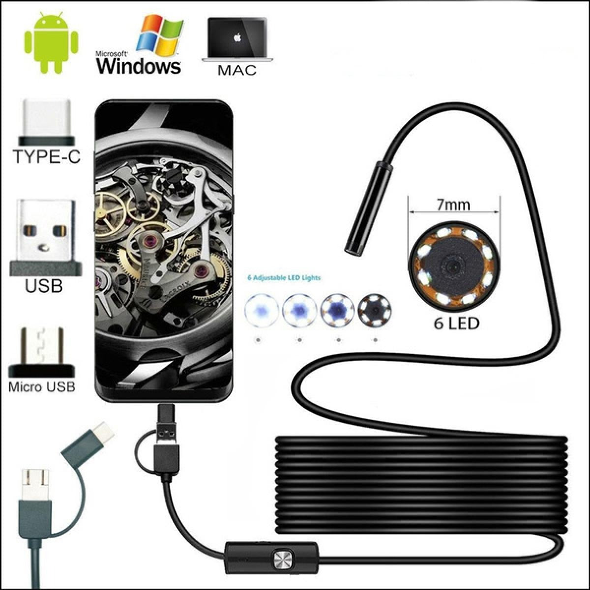 Waterproof USB Endoscope Camera 5M Type C