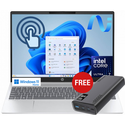 HP OmniBook 5 Laptop AI 16, Intel® Core™ Ultra 7 255U 5.2 GHz, 16 GB LPDDR5x, 512 GB M.2 SSD, 16" 2K Touch Screen, Wi-Fi 6E, Bluetooth 5.3, Windows 11