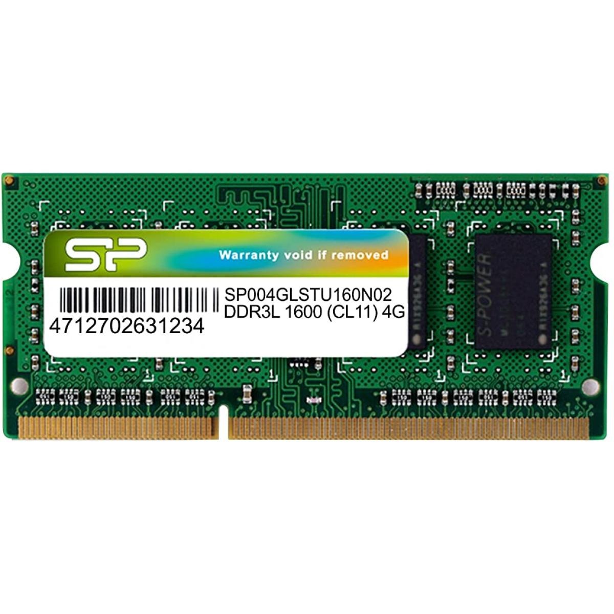 ذاكرة سيليكون باور سعة 4 جيجابايت من نوع DDR3 SODIMM بتردد 1600 ميجاهرتز لأجهزة الكمبيوتر المحمولة