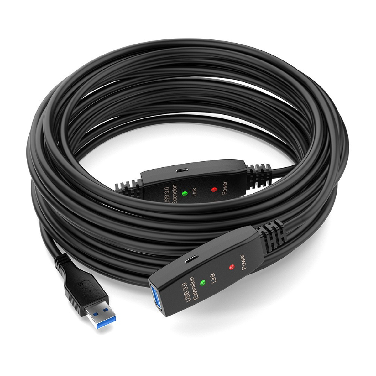 كابل تمديد USB 3.0 من HAING طراز HI-0100-U3E مع محول طاقة بطول 10 أمتار