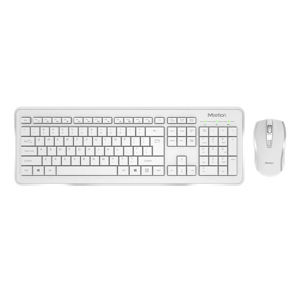 MeeTion MT-C4120 white wireless keyboard and mouse combo kit with full-size keyboard, 2.4GHz wireless connectivity up to 10 meters, portable optical mouse, adjustable 800 1200 1600 DPI and power-efficient technology at SAMMANPC AlSamman For Computer in Amman, Irbid, Jordan