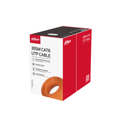 Dahua CAT6 UTP cable carton marked 305M with orange cable illustration