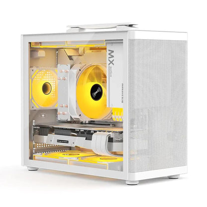 كيس Huntkey A320G Gaming فارغ بدون مراوح - أبيض