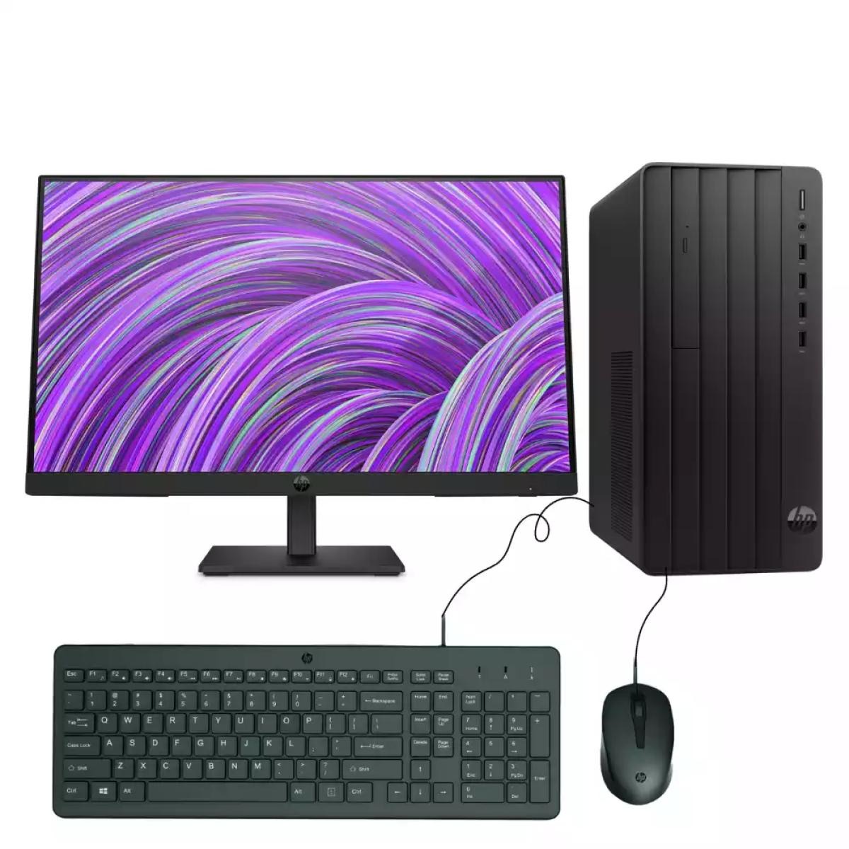 جهاز كمبيوتر مكتبي HP Pro Tower 290 G9 بمعالج Intel Core i3-13100 من الجيل الثالث عشر وشاشة HP Series 3 Pro مقاس 21.45 بوصة بدقة FHD 322PV