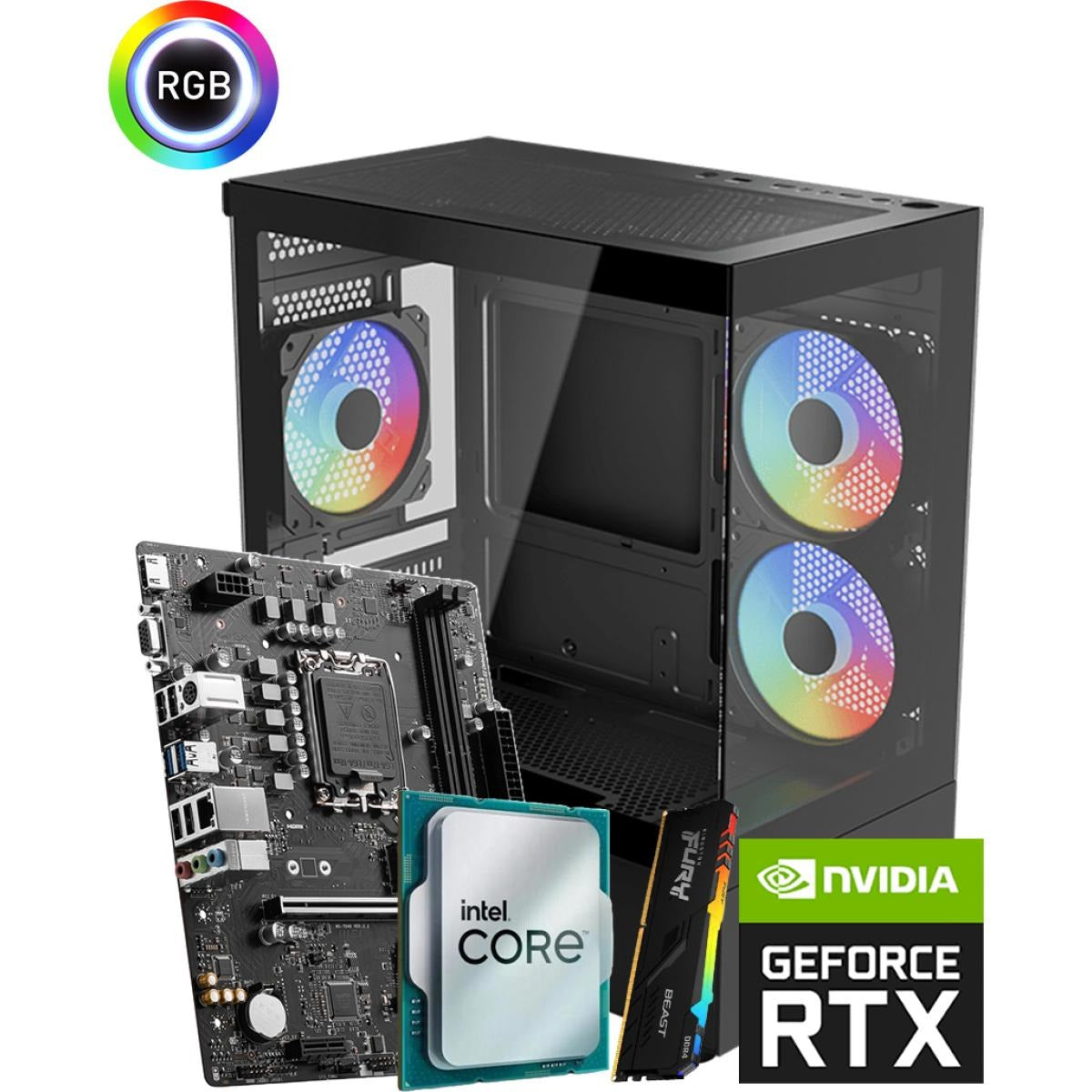 جهاز كمبيوتر للألعاب بمعالج i5 وبطاقة رسومات RTX 5060 Ti بسعة 8 جيجابايت - تجميع مخصص